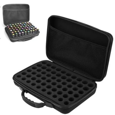 Afbeelding van 60 roosters doos etherische olie, koffer voor oliën, transportbox EVA, schokbestendig, opbergdoos flessen van 5 ml, 10 15 ml
