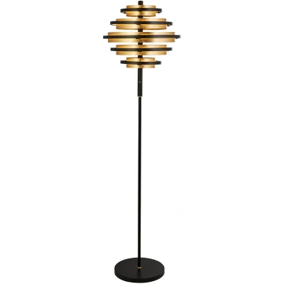 Afbeelding van Searchlight Hive Staanlamp Ø 40 X 148 Cm 37W Dimbare LED Incl. Zwart En Goud