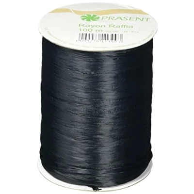 Afbeelding van PRÄSENT Biologisch afbreekbare tape, rayon, zwart, 100 meter spoel, set onderdelen
