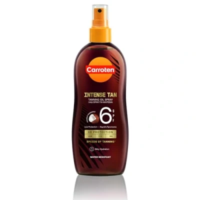 Afbeelding van Carroten Intensive Tanning Oil SPF 6, 200 ml Bronzanteumolie met kokosnootgeur bruiningsversneller zonwering beschermende zonnespray