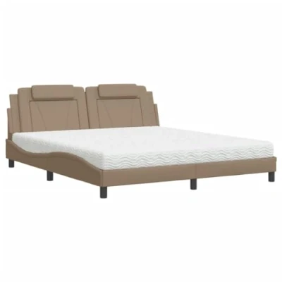 Afbeelding van vidaXL Bed met matras kunstleer cappuccinokleurig 180x200 cm