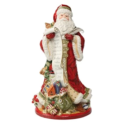 Afbeelding van Goebel Fitz and Floyd Decoratief beeld / figuur Kerstman met scroll Aardewerk 48cm kerst