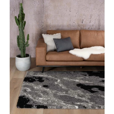 Afbeelding van Hoogpolig Vloerkleed Marble Artisan Grijs 60x110 Cm
