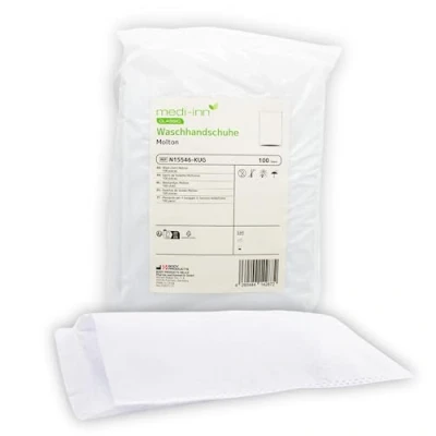 Image de Medi Inn+ Lot de 100 gants toilette en molleton 75 g/m²