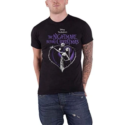 Afbeelding van Disney The Nightmare Before Christmas Purple Heart Heren T shirt L Zwart