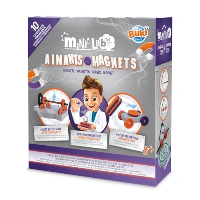 Afbeelding van BUKI 3018 Mini Lab magneten, wetenschappelijke set met 10 magnetisme experimenten, educatief speelgoed voor kinderen