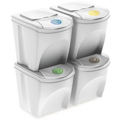 Afbeelding van Keden Sortibox Set afvalsorteerbakken 4x25L Prullenbakken Essengrijs