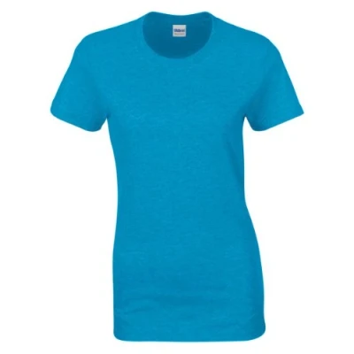 Afbeelding van Gildan Dames T shirt met korte mouwen van dik katoen, saffier gemêleerd, XL, gemêleerd