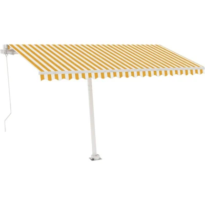 Afbeelding van VidaXL Luifel handmatig uittrekbaar met LED 400x300 cm geel en wit