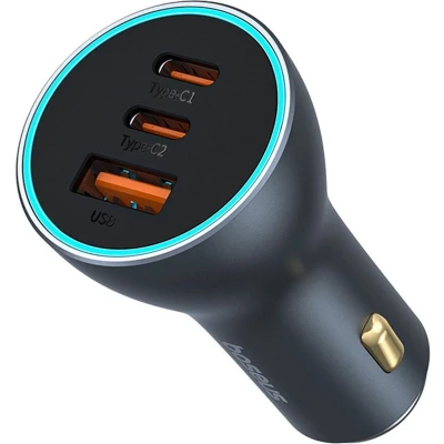 Afbeelding van Baseus GaN USB/USB C Auto Snellader 65W met Power Delivery Grijs