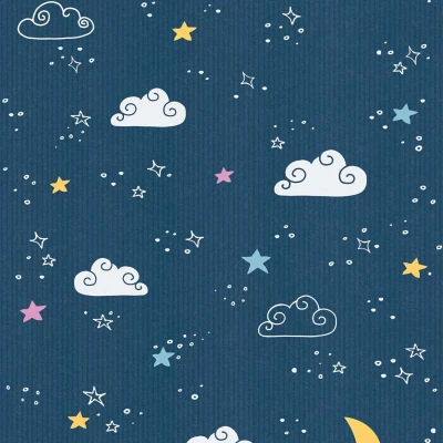 Afbeelding van MAAN EN STERREN BEHANG Kinderkamer blauw wit geel roze A.S. Création Little Love