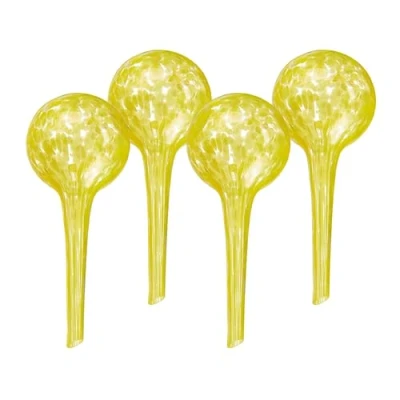 Afbeelding van Relaxdays waterdruppelaar glas set van 4 15x6cm waterbol kamerplant druppelsysteem geel
