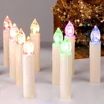 Afbeelding van CCLIFE Draadloze en vlamloze kaarsen, led kerstboomkaars met afstandsbediening afneembare clips, glinsterende kaarsen op batterijen voor kerstdecoratie binnenshuis