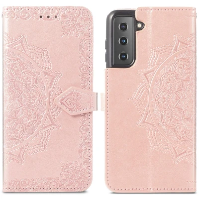 Afbeelding van iMoshion Hoesje Geschikt voor Samsung Galaxy S21 Met Pasjeshouder Mandala Bookcase Rosé Goud