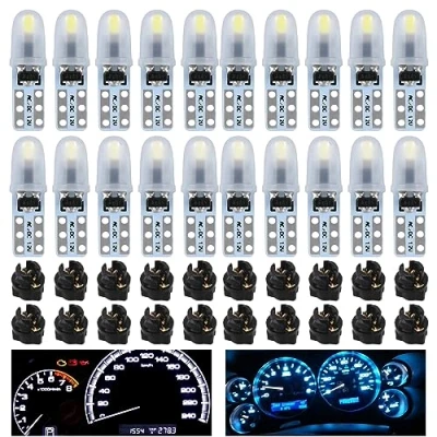 Afbeelding van Nizirioo 20 stuks T5 DC 12V LED lampen met draaisluiting voor snelheidsmeter auto (ijsblauw + blauw)