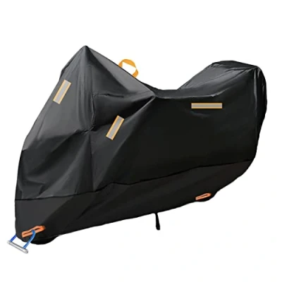 Afbeelding van Baogaier Motorhoes 300D Motorfietshoes, universele afdekking, waterdicht, dik, tegen regen, sneeuw, stof, vuil, UV, voor motorfiets, scooter, zwart, XXXXL 4XL (295 x 110 140 cm)