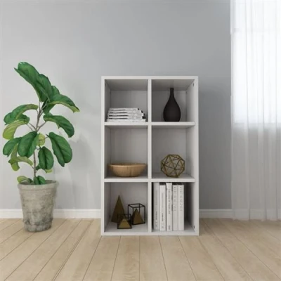 Afbeelding van Boekenkast/dressoir 66x30x97,8 cm bewerkt hout hoogglans wit