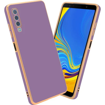 Afbeelding van Cadorabo Hoesje geschikt voor Samsung Galaxy A7 2018 in Glossy Paars Goud Beschermhoes Case Cover van flexibel TPU silicone en met camerabescherming