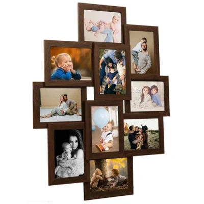 Afbeelding van Fotolijst voor 10x(13x18 cm) foto MDF donkerbruin