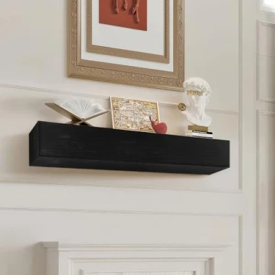 Image de VEVOR Étagère Flottante Murale Manteau Cheminée en Bois Couleur Espresso 122 cm