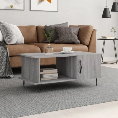 Afbeelding van Salontafel 90x50x40 cm bewerkt hout grijs sonoma eikenkleurig