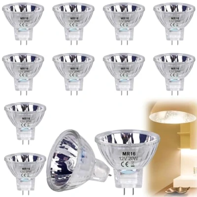 Afbeelding van Vaileal 12 Pièces MR16 Ampoule Halogene 12V 20W GU4 Dimmable, Ampoules Halogènes 250lm Blanc Chaud 2700k Spot pour Armoires, Éclairage Paysager