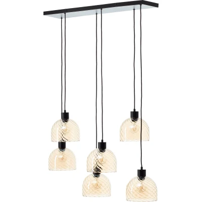 Afbeelding van Brilliant Casto Hanglamp 6 lichts E27 max 6x25W Glas Amber Zwart