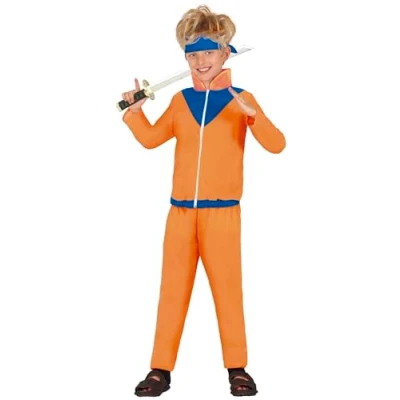 Afbeelding van Guirca Ninja &amp; Samurai Kostuum In Training Kind Oranje 10 12 jaar Carnavalskleding Verkleedkleding