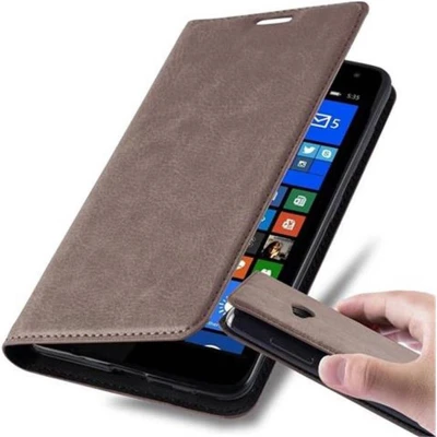 Afbeelding van Cadorabo Hoesje geschikt voor Nokia Lumia 535 in KOFFIE BRUIN Beschermhoes met magnetische sluiting, standfunctie en kaartvakje Book Case Cover Etui