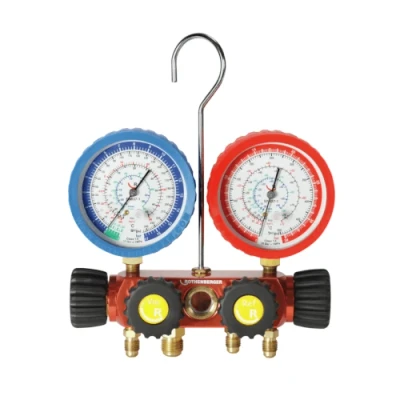 Afbeelding van Rothenberger Manifold Plus set 4 weg R410A R32 inclusief drukslangen