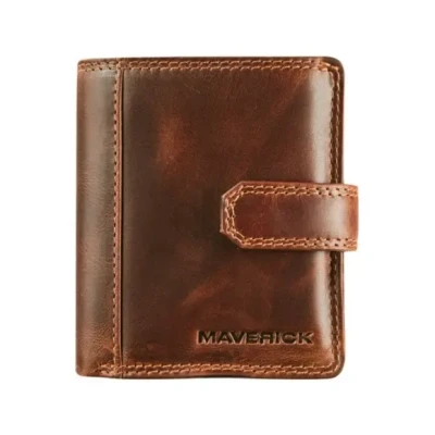 Afbeelding van Maverick the original pasjeshouder RFID drukknop leder bruin