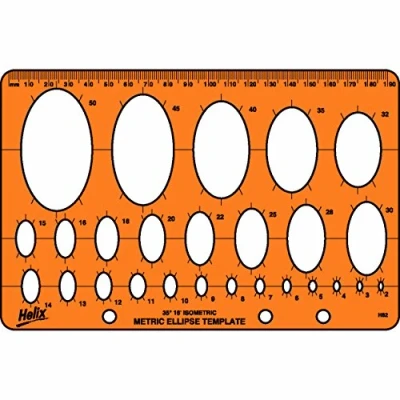 Afbeelding van Tekensjabloon Sjabloon met 26 verschillende ovalen 12x19cm H82 Helix