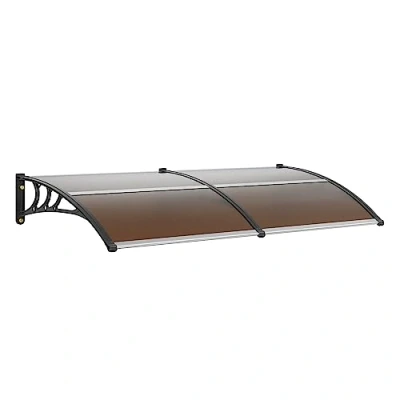 Image de VEVOR Auvent de Porte d&#039;Entrée 965x1987 mm Marquise Extérieure en Polycarbonate Marron Fenêtres UPF 50+ Support ABS Résistant Abri Protection Contre les UV, la Pluie, Neige