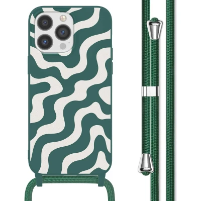 Afbeelding van imoshion hoesje Geschikt voor iPhone 13 Pro Max met koord Siliconen design Meerkleurig / Petrol Green Groovy