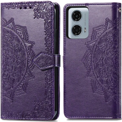 Afbeelding van iMoshion Hoesje Geschikt voor Motorola Moto G24 Power Met Pasjeshouder Mandala Bookcase Paars