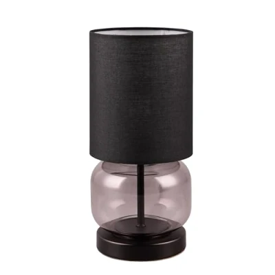 Afbeelding van TRIO ELIO Tafellamp Zwart mat excl. 1x E27 40W Snoerschakelaar Smoke glas