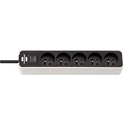 Afbeelding van BRENNENSTUHL ECOLOR contactdoos 5 uitgangen (kabel 1,50m H05VV F3G1.0, met schakelaar), Wit / Zwart