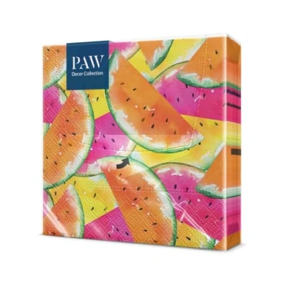 Afbeelding van PAW Papieren servetten, 3 laags (33 x 33 cm), 20 stuks, perfect voor verjaardagen, feesten, bruiloften, ceremonies en vieringen, tafeldecoratie sappige watermeloenen