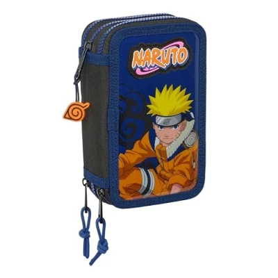 Afbeelding van Driedubbele Pennenzak Naruto Ninja Blauw Zwart 12,5 x 19,5 5,5 cm 36 Onderdelen