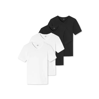 Afbeelding van uncover by Schiesser Kurzarm 4ER PACK Basic Hemd Schwarz weiß, Heren, Maat: 3XL, weiß