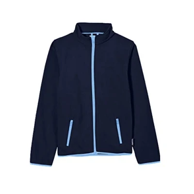 Afbeelding van Playshoes Fleecejack voor kinderen, contrasterende kleur uniseks kind jas (1 Pack), blauw (marine 11), 128