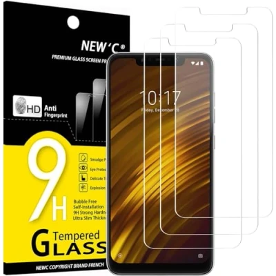 Afbeelding van NEW&#039;C 3 stuks gehard glas voor Xiaomi Pocophone F1, displaybeschermfolie krasbestendig zonder luchtbellen extreem robuust (0,33 mm HD ultra transparant) hardheid 9H