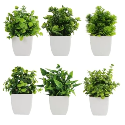 Afbeelding van QINGYIWL Mini kunstplanten van kunststof Kunstmatige potplanten Voor thuis, badkamer, kantoor, tafel (groen)