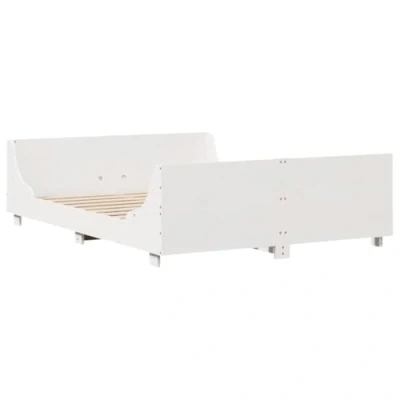 Afbeelding van Bedframe met hoofdbord massief grenenhout wit 135x190 cm
