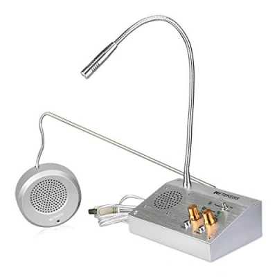 Afbeelding van Retekess TW103 Luidspreker Systeem Banking Intercom 2W Dual Way Raam Microfoon voor Bank Kantoor Winkel (Zilver)