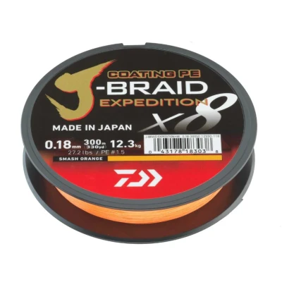 Afbeelding van Daiwa J Braid Expedition X8E Gevlochten lijn Smash Orange 0.35mm/36kg (300m)