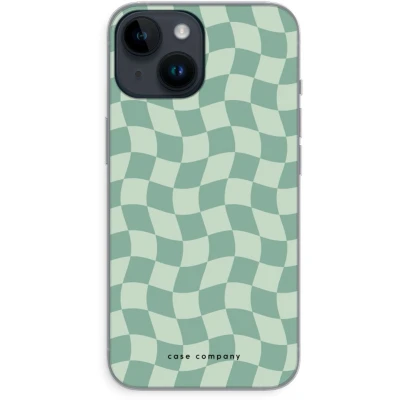 Afbeelding van Case Company® hoesje geschikt voor iPhone 14 Grid Groen Soft Cover Telefoonhoesje Bescherming aan alle Kanten en Schermrand