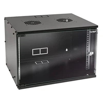 Afbeelding van HMF 65707 02 netwerkkast, serverkast 19 inch, 7 U, diepte 400 mm, glazen deur, zwart