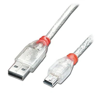 Afbeelding van Lindy USB A/Mini B 1m A Mini Oranje, Transparant kabel