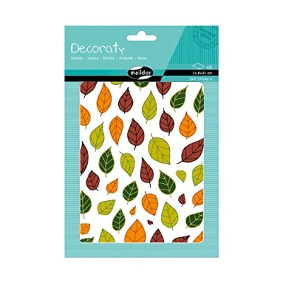 Afbeelding van Maildor Ref AE142C Set van 6 vellen decoratieve stickers Herfst en lentebladeren, inclusief 249 stickers, herpositioneerbare